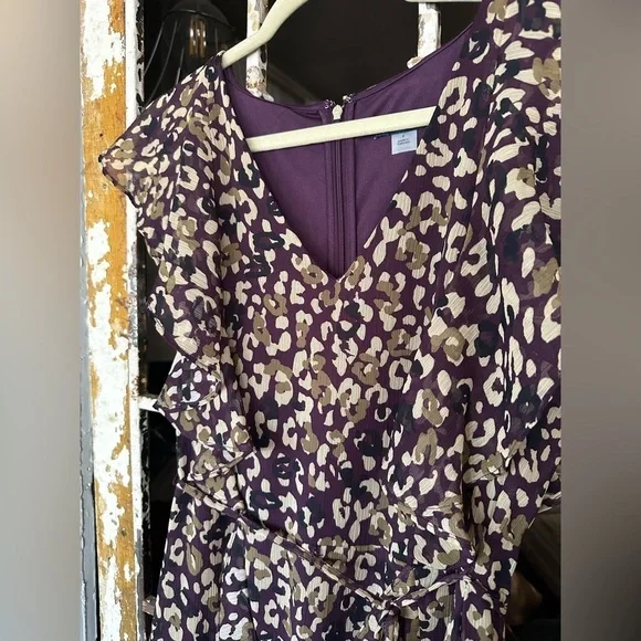 Tommy Hilfiger Flutter Sleeve Leopard Print V-Neck Mini Dress Size 4 - Picture 4 of 6